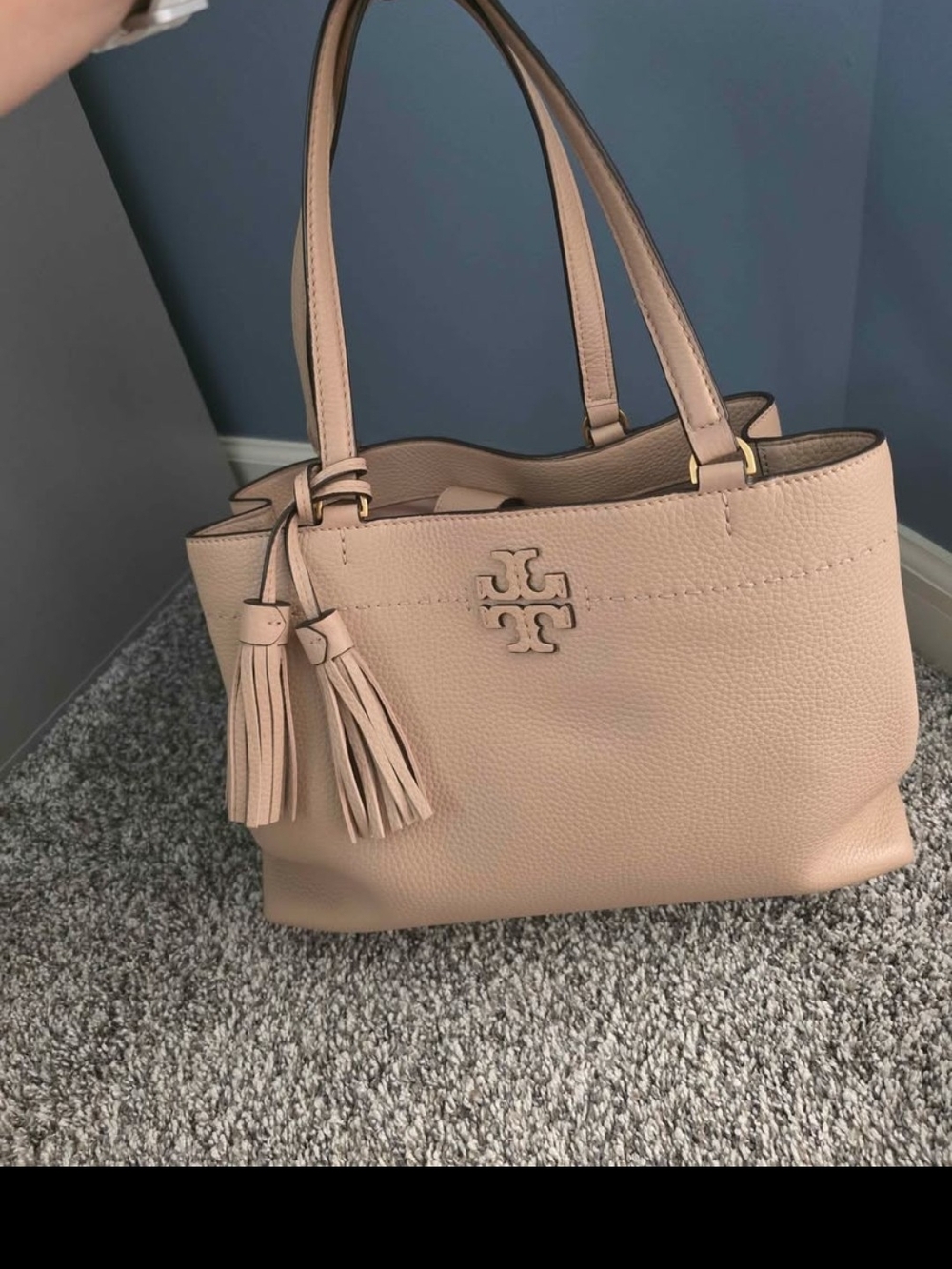 Authentic Tory Burch 3 Compartment Mcgraw In Handbag Tan Neutral Color